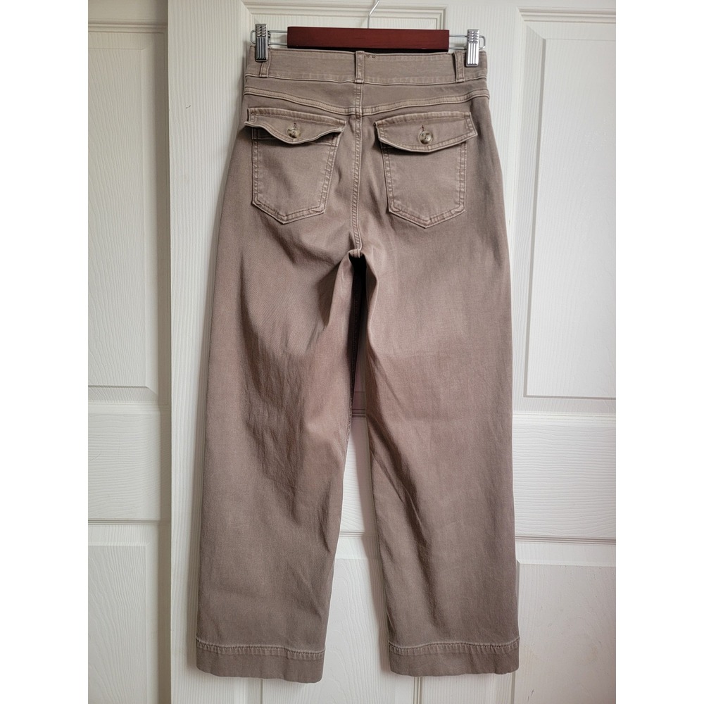 SPANX Stretch Twill Wide Leg Crop Pants High Rise Mauve Brown Small - Picture 5 of 12